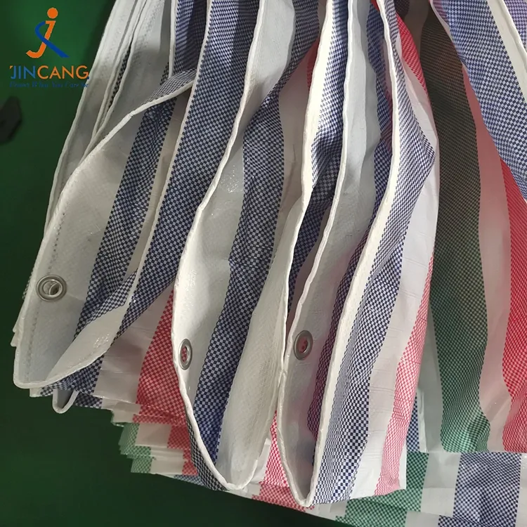 110 GSM స్ట్రిప్ PE టార్పాలిన్ రోల్